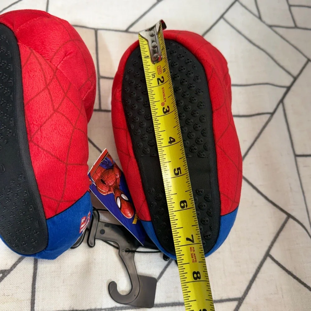 Marvel Spider-Man Slippers Size 9/10 Red Blue Toddler Boys Plush House Shoes